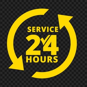 24 Hours Service Yellow Logo Icon Sign PNG