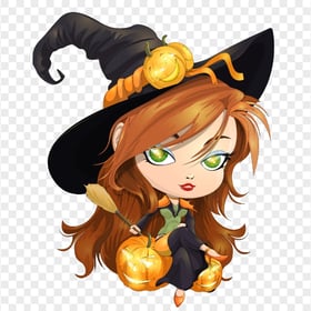 HD Beautiful Halloween Witch Cartoon Illustration PNG