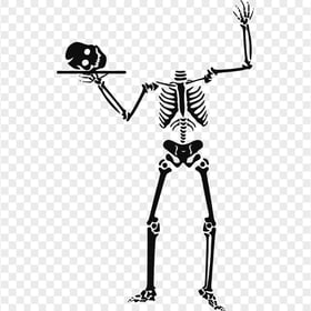 Human Skeleton Skull Black Silhouette PNG Image