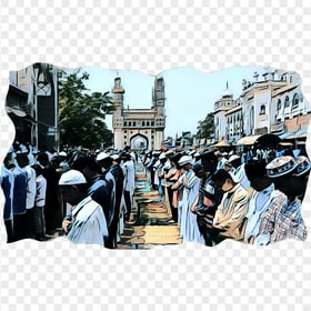 Group Of Muslims Praying Salat Eid Adha Design