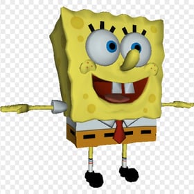 HD SpongeBob Cartoon Standing 3D Illustration PNG