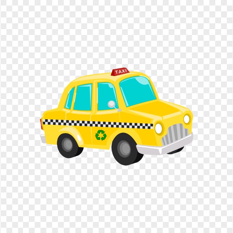HD Yellow Cartoon Taxi Cab Auto Car PNG
