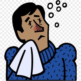 Clipart Sick Man Flu Common Cold Sneezing Wet