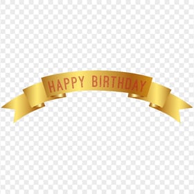 HD Gold Happy Birthday Ribbon Banner PNG