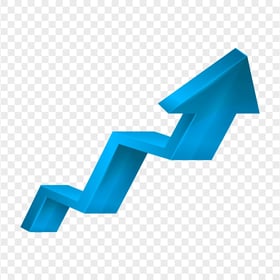 HD 3D Blue Increase Development Growth Arrow Up Right PNG