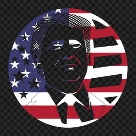 Round Trump President Silhouette With Us Flag