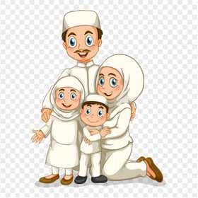 Cartoon Happy Muslim Family Illustration Ramadan