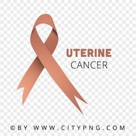 Uterine Cancer Peach Ribbon Logo Sign Image PNG