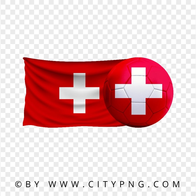 Switzerland Swiss Flag With Soccer Football Ball PNG