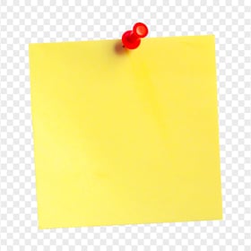 Yellow Paper Sticky Note With Red Pin HD PNG