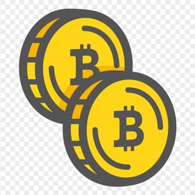 HD Two BTC Cartoon Coins PNG