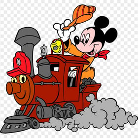 HD Cartoon Mickey Mouse Riding Train PNG