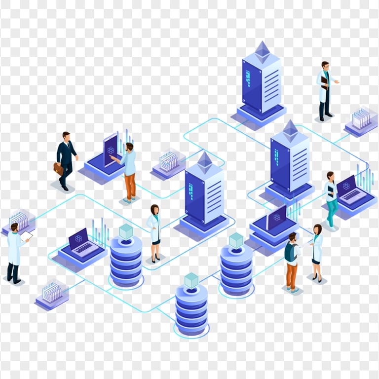 HD Blockchain Isometric PNG