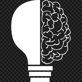 HD White Light Bulb Brain Idea Icon PNG