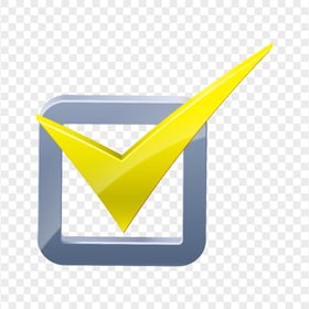 HD 3D Yellow Tick Mark In Silver Box Icon PNG
