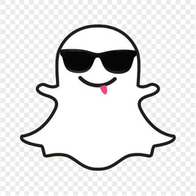 Snapchat Cute Emoji Cartoon Ghost With Sunglasses Tongue PNG Image