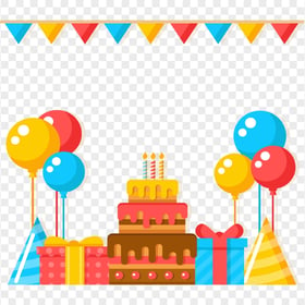 Vector Party Birthday Celebration Cake Balloons