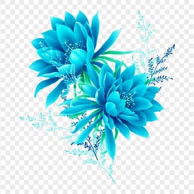 HD Digital Blue Flowers PNG