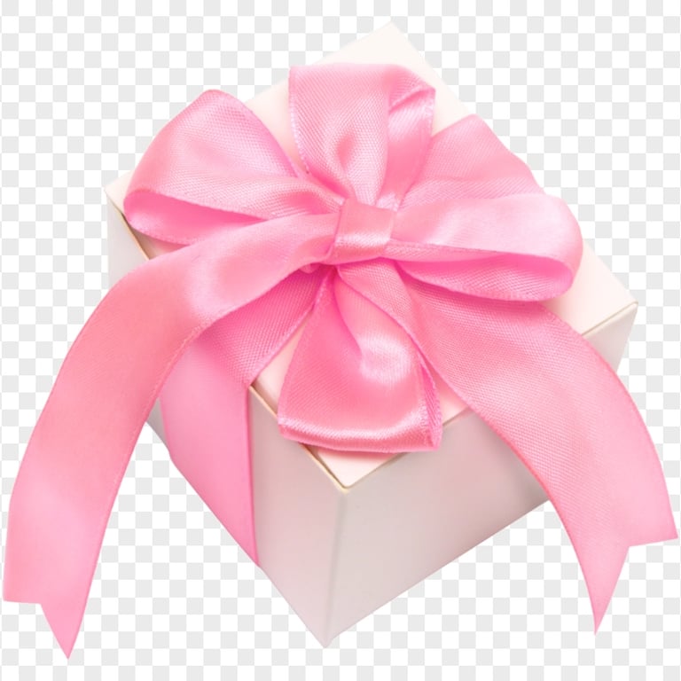 HD Cute Gift Box With Satin Pink Textile Ribbon PNG