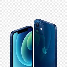 HD Apple Blue iPhone 12 Front & Back Views PNG