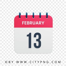 February 13th Date Vector Calendar Icon HD Transparent PNG