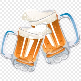 HD Cartoon Two Beer Glasses Mug Clinking PNG