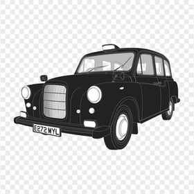 Black & White London Taxi Car Vehicle Image PNG