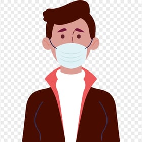 Cartoon Man Wear Surgical Pandemic Virus Mask