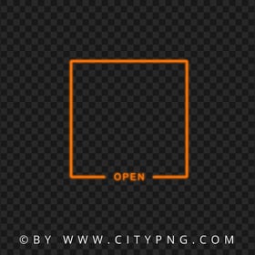 Orange Neon Frame With Open Sign Image PNG