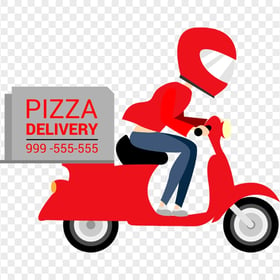 Vector Pizza Delivery Men on a Red Scooter FREE PNG