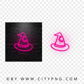 HD Halloween Pink Neon Witch Hat PNG