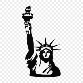 Statue Of Liberty Half Top Black Silhouette PNG Image