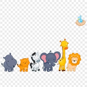 Baby Cute Animals Wild Cartoon Illustration