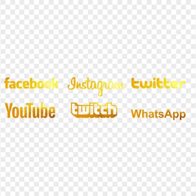 HD Fb Twitter IG Youtube Twitch Whatsapp Social Media Gold Logos PNG