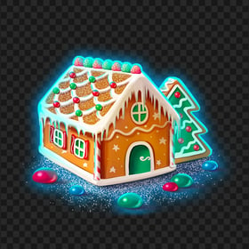 Glowing Christmas Gingerbread Candy House HD PNG