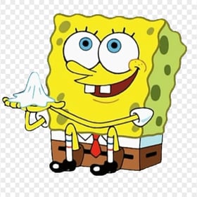 HD Spongebob Sitting Holds A Napkin Charactrer Transparent PNG