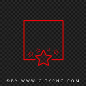 Download Red Neon Frame With Stars PNG