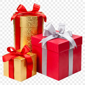 Three Christmas Gift Boxes Transparent PNG