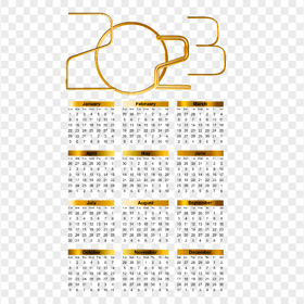 Calendar 2023 Gold Effect HD Transparent Background