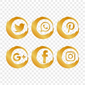 HD Gold Yellow Orange Social Media Brush Icons PNG