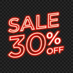 30% Off Sale Red Neon Sign Transparent Background