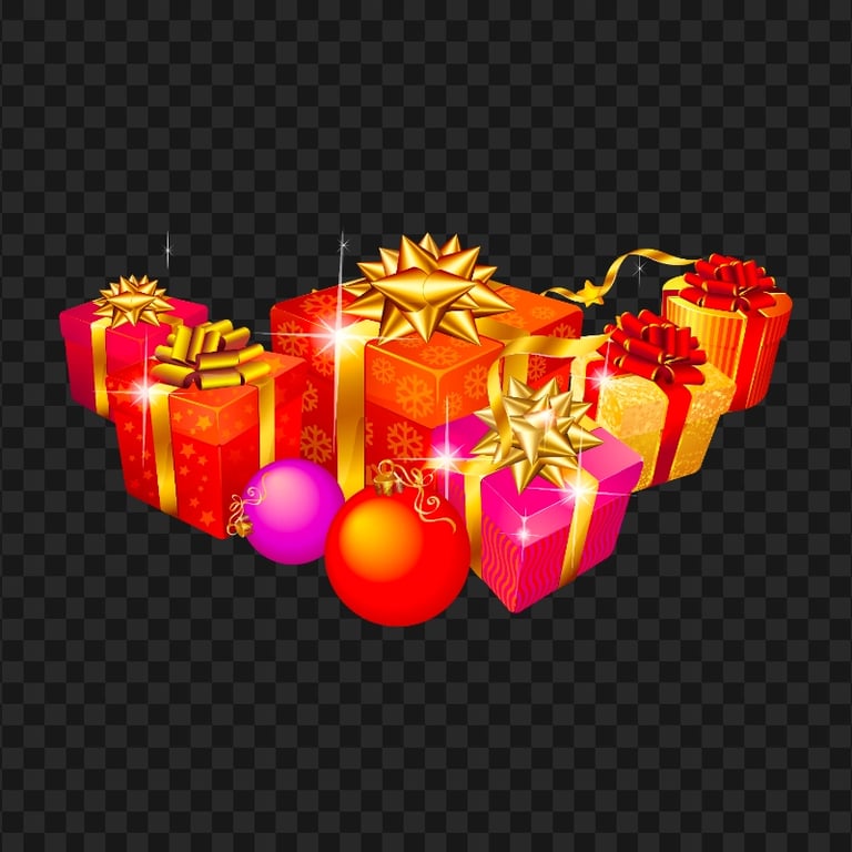 Gift Boxes With Christmas Balls Cartoon HD PNG