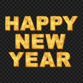 Gold Glitter Happy New Year Text Words HD PNG