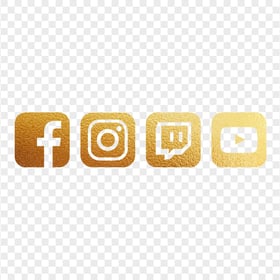HD Gold Facebook Instagram Twitch Youtube Square Icons PNG