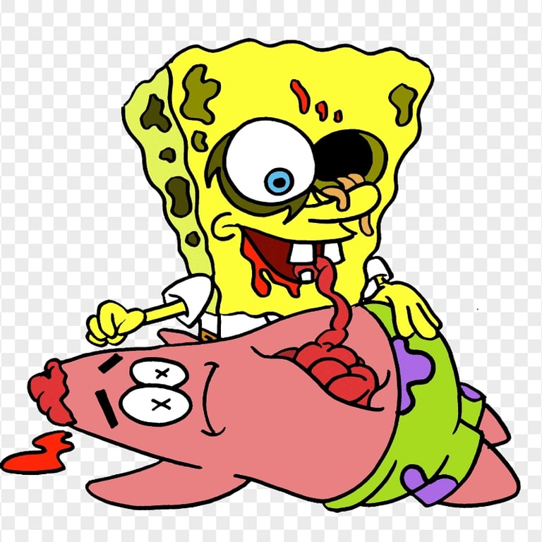 HD Spongebob Eating Patrick Zombie Characters Transparent PNG