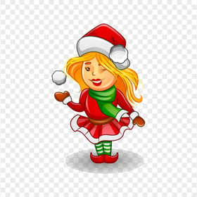 Christmas Cartoon Woman Holding Snowball HD PNG