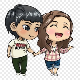 Cartoon Illustration Boy & Girl Couple In Love