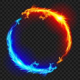 HD Fire & Water Dragon Snake Circle PNG