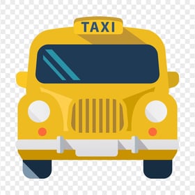 Front View Of Yellow Cartoon Vector Taxi Cab PNG