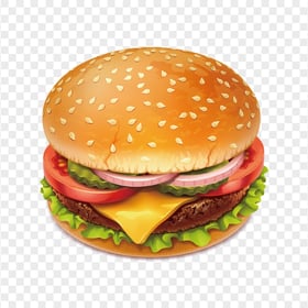 Realistic Illustration Hamburger Cheese Onion HD PNG